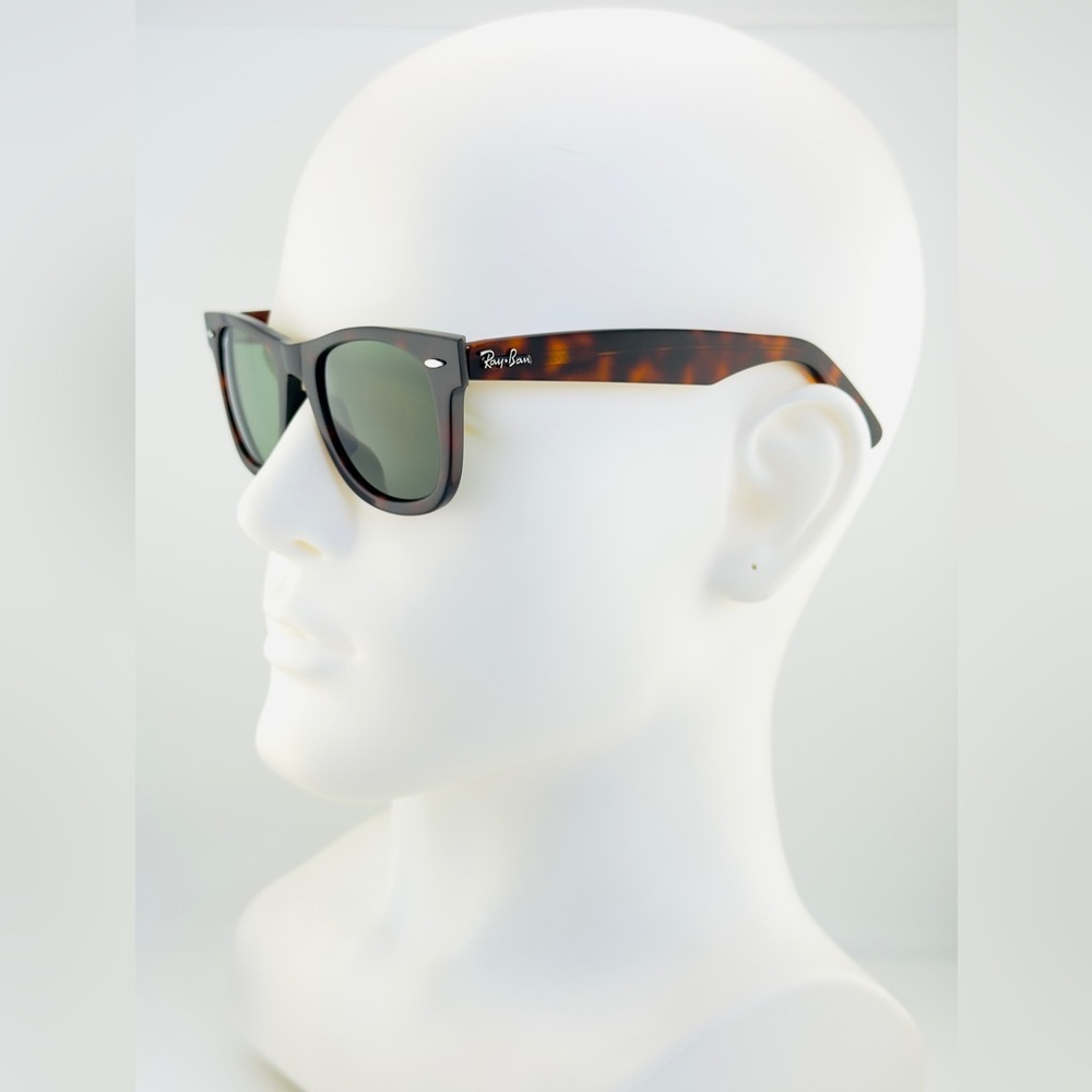 Ray-Ban Sunglasses RB2140 Original Wayfarer Tortoise Frame Green Lenses 50mm - Picture 5 of 14